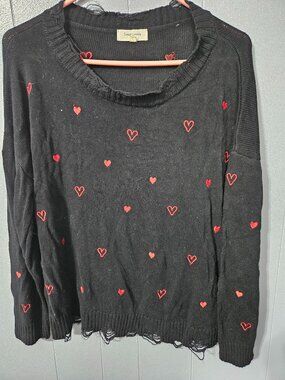 Sweet Lovely by Jen Black Heart Print Oversized Sweater 2XL/3XL